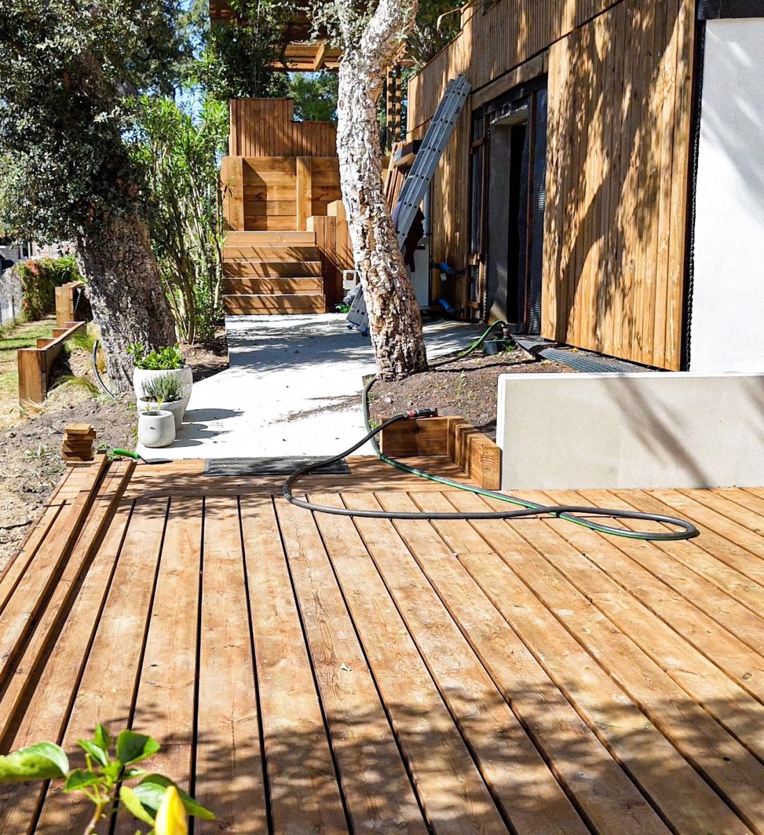 terrasse bois béton